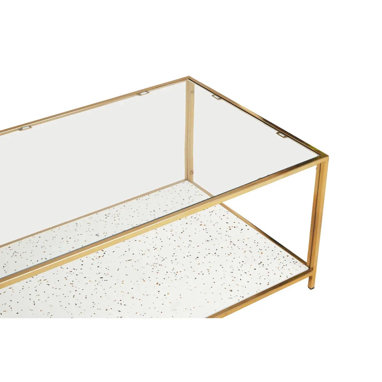 Novi Glass And White Terrazzo Gold Frame Coffee Table