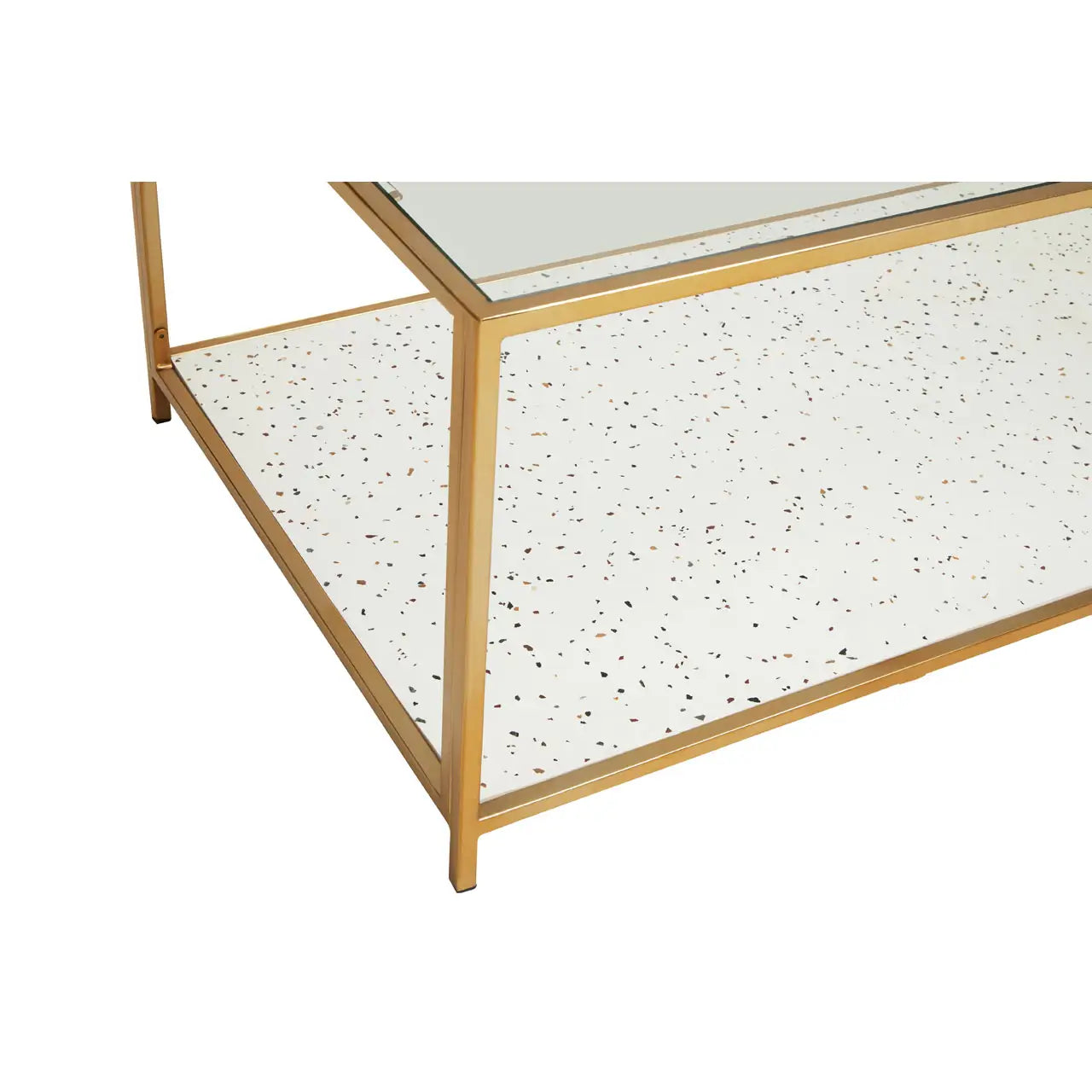 Novi Glass And White Terrazzo Gold Frame Coffee Table