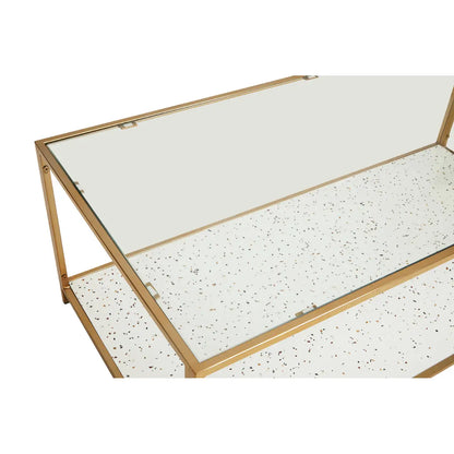 Novi Glass And White Terrazzo Gold Frame Coffee Table