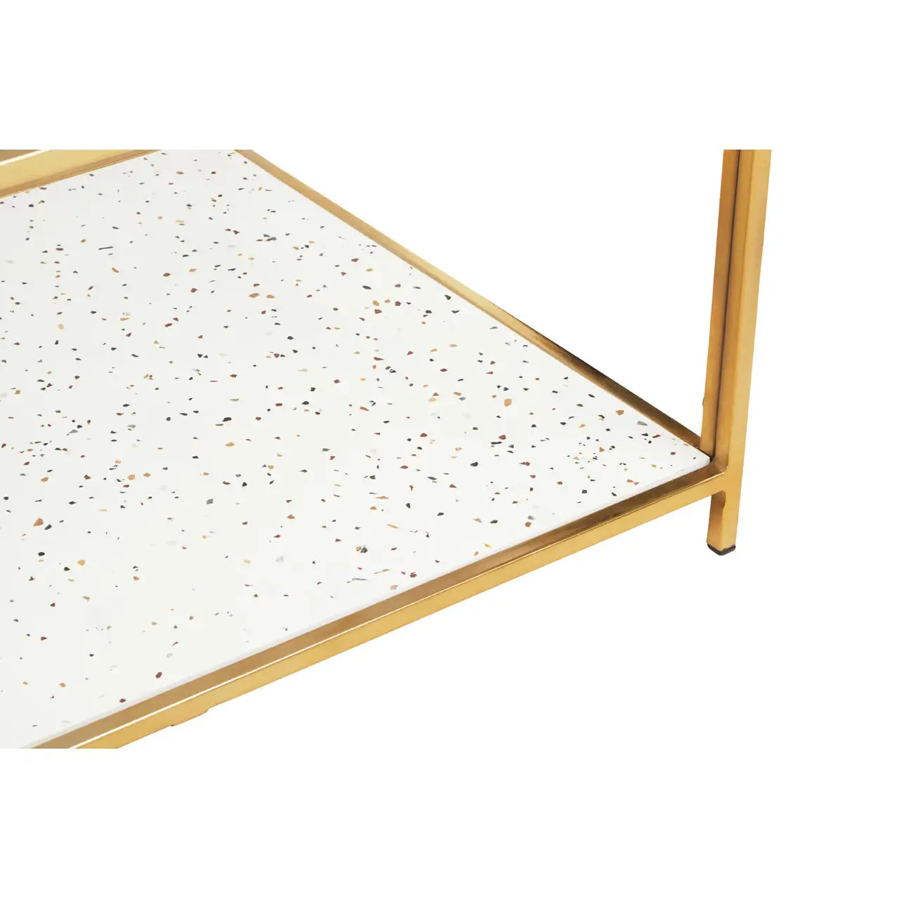 Novi Glass And White Terrazzo Gold Frame Coffee Table