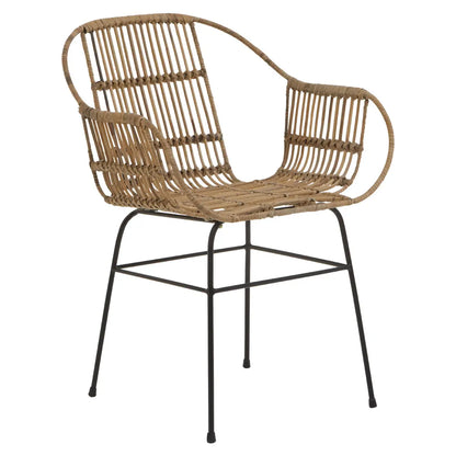 Java Natural Rattan With Black Metal Armchair Chair