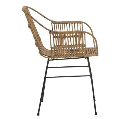 Java Natural Rattan With Black Metal Armchair Chair