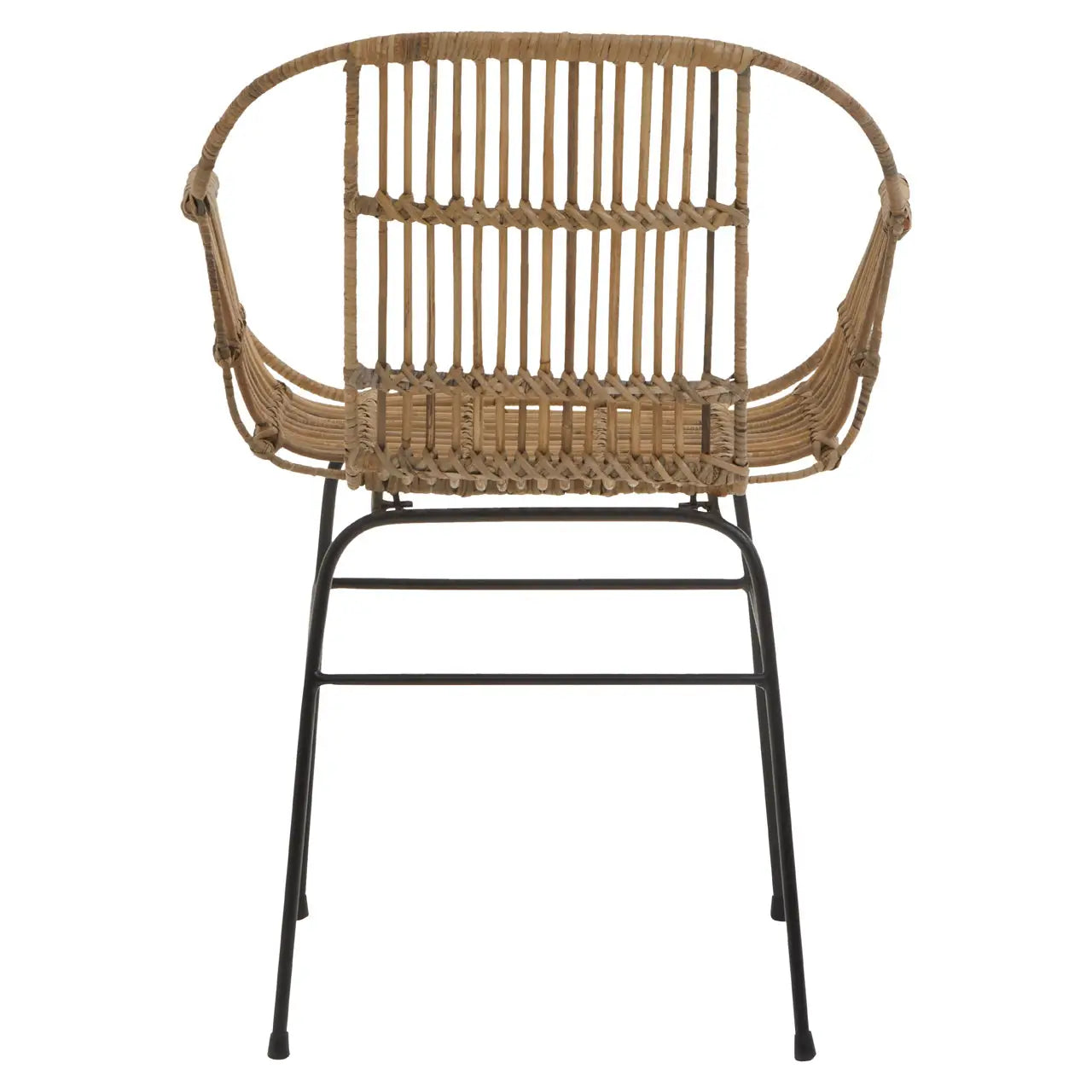 Java Natural Rattan With Black Metal Armchair Chair