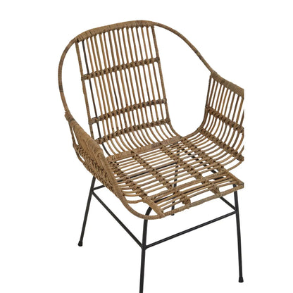 Java Natural Rattan With Black Metal Armchair Chair