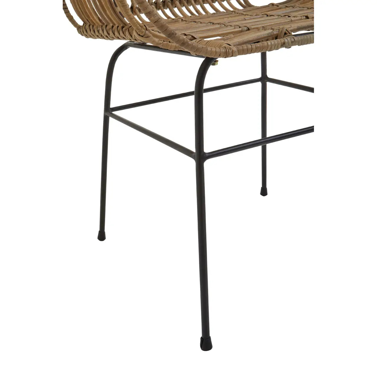 Java Natural Rattan With Black Metal Armchair Chair