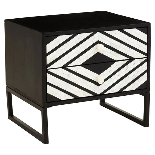 Fusion Two Drawer Side Tables with Bone Inlay