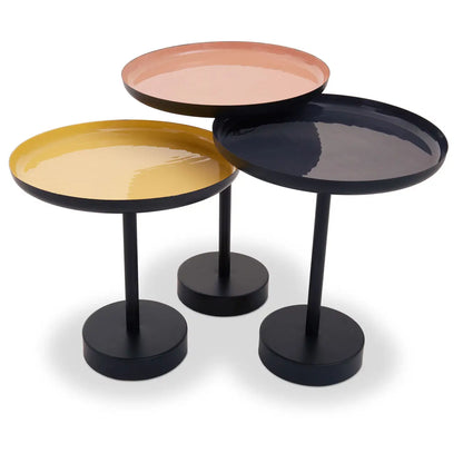 Amira Set Of Three Gold And Black Tray Tables.