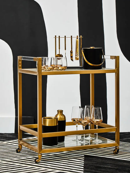 Vogue Matte Gold Two Tier Butler Trolley