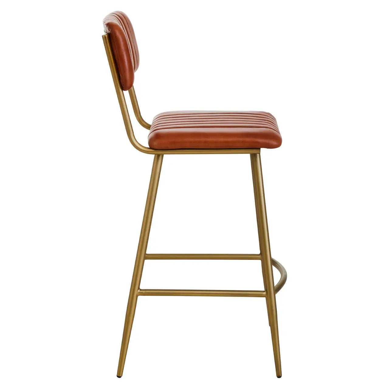 Buffalo Tan Leather Bar Chair With Gold Finish Frame