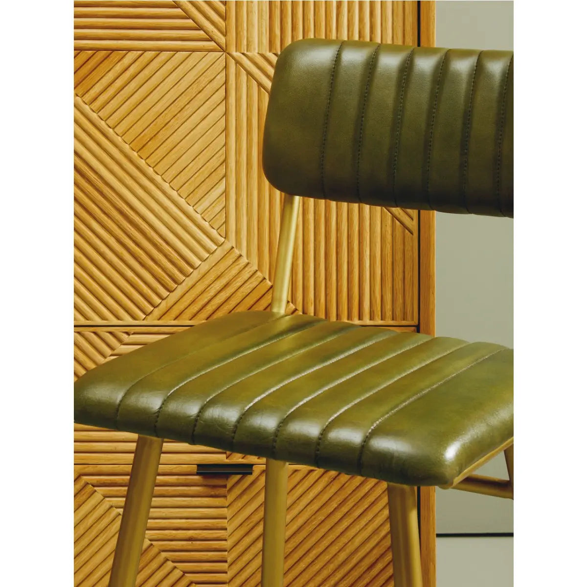 Buffalo Green Leather Bar Chair