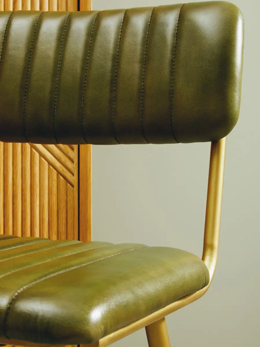 Buffalo Green Leather Bar Chair