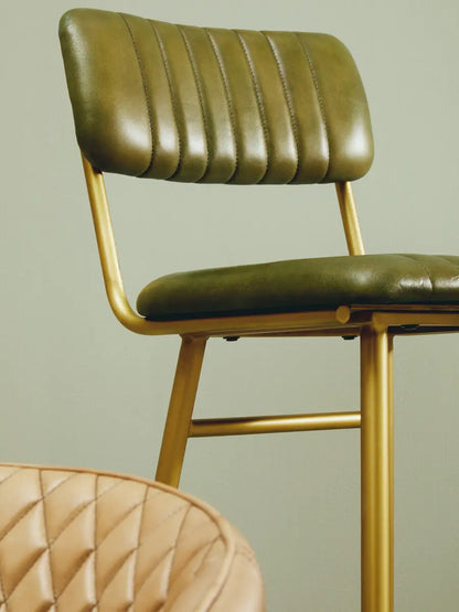 Buffalo Green Leather Bar Chair