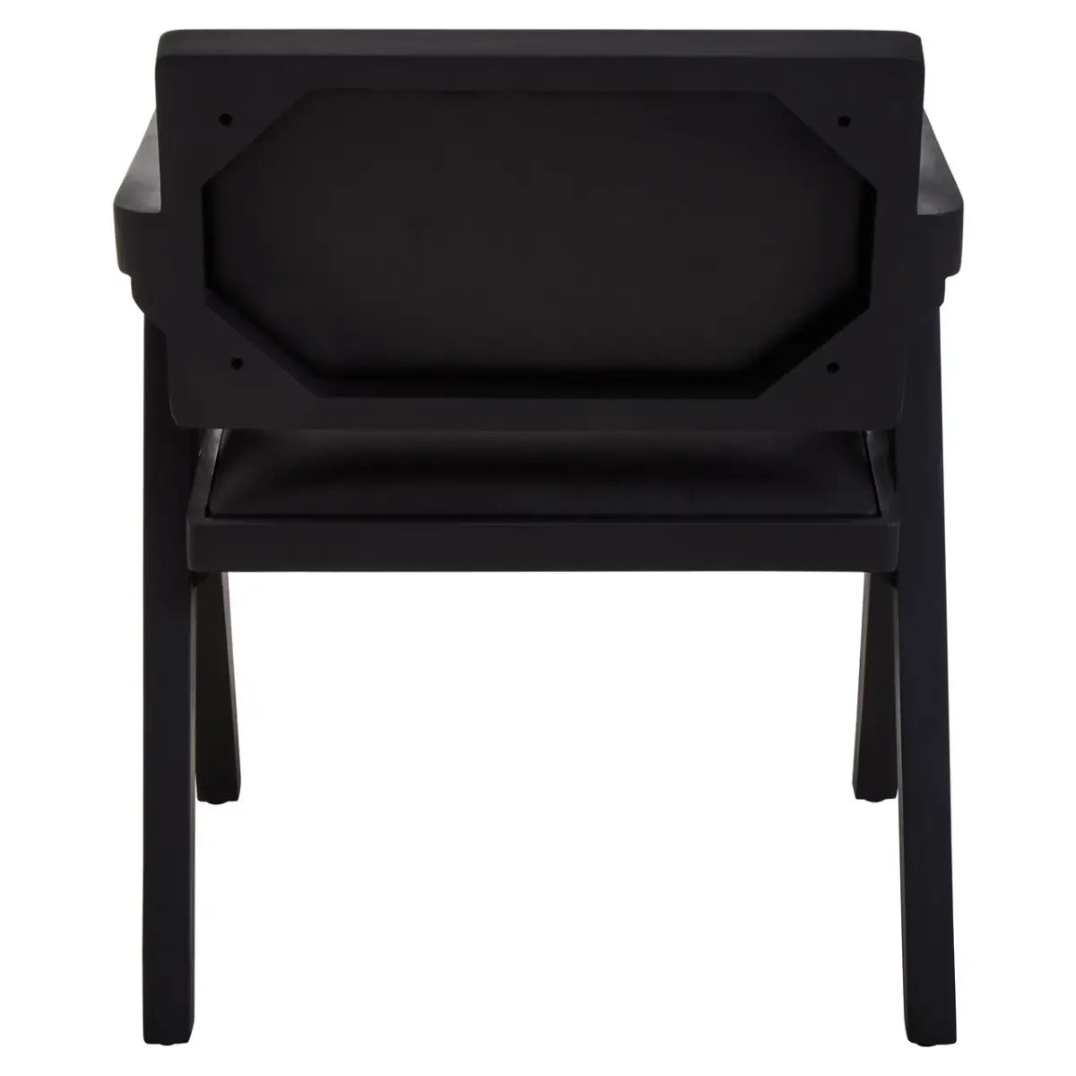 Buffalo Black Leather Armchair With Wood Frame