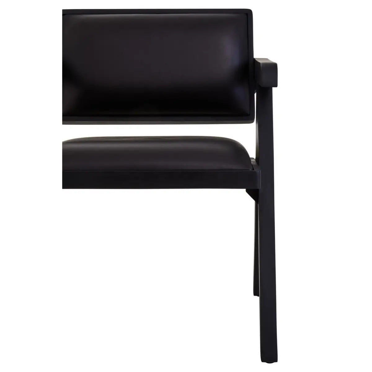 Buffalo Black Leather Armchair With Wood Frame