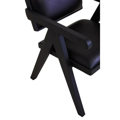 Buffalo Black Leather Armchair With Wood Frame