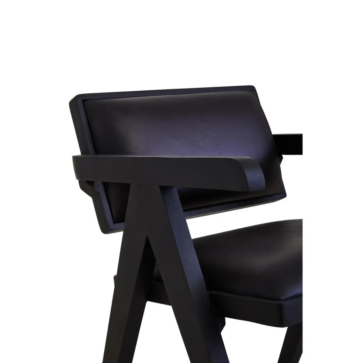 Buffalo Black Leather Armchair With Wood Frame