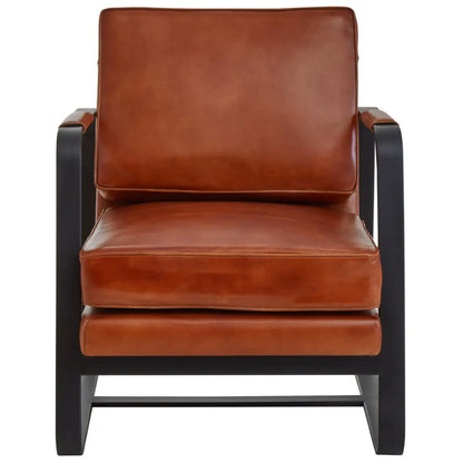 Buffalo Tan Leather Armchair With Black Iron Frame