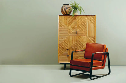 Buffalo Tan Leather Armchair With Black Iron Frame