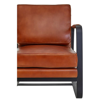 Buffalo Tan Leather Armchair With Black Iron Frame