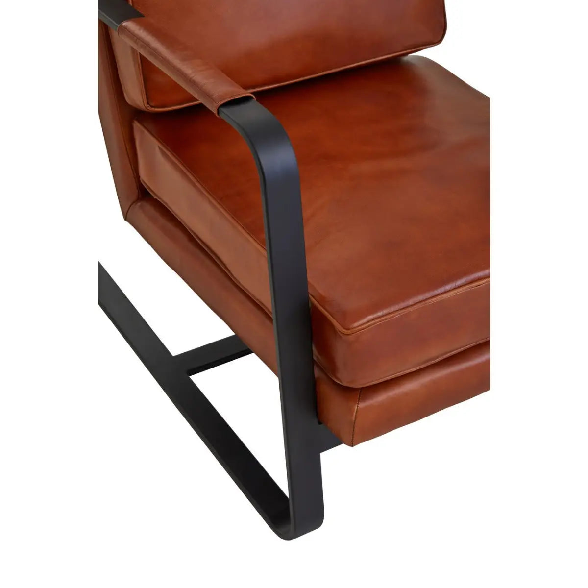 Buffalo Tan Leather Armchair With Black Iron Frame