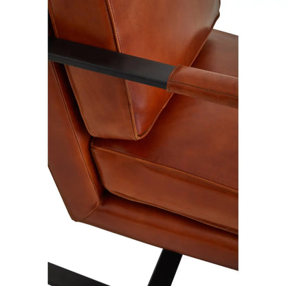 Buffalo Tan Leather Armchair With Black Iron Frame