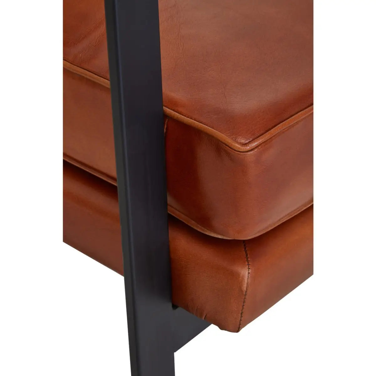 Buffalo Tan Leather Armchair With Black Iron Frame