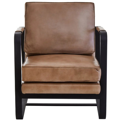 Buffalo Grey Leather Armchair With Black Iron Frame