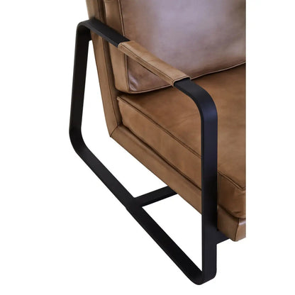 Buffalo Grey Leather Armchair With Black Iron Frame