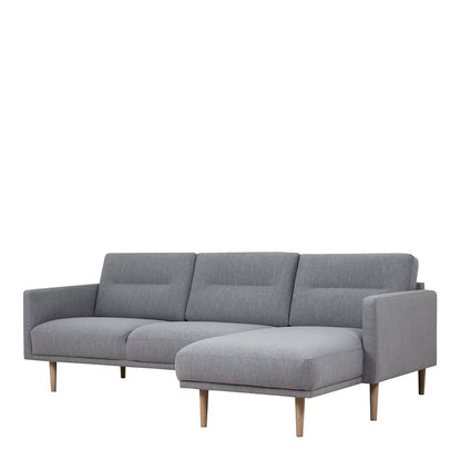 Larvik Chaiselongue Sofa (RH) - Grey, Oak Legs