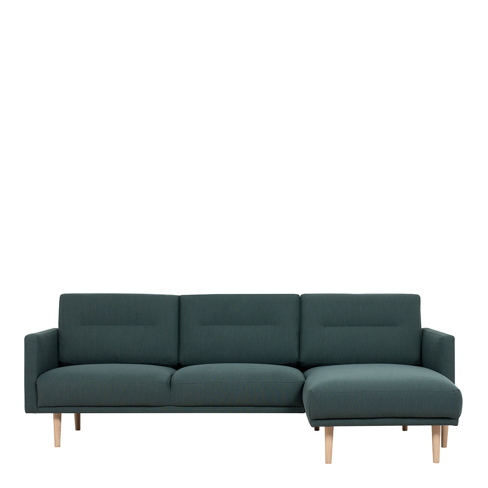 Larvik Chaiselongue Sofa (RH) - Dark Green, Oak Legs