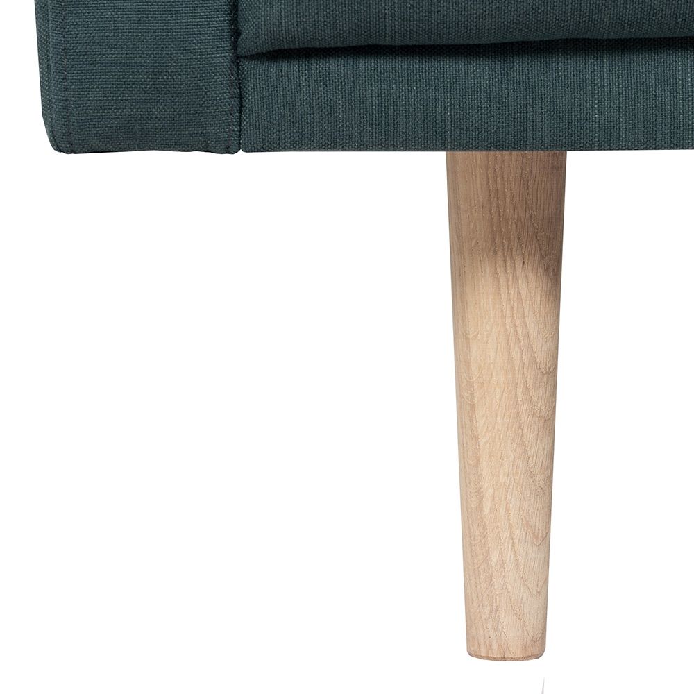 Larvik Chaiselongue Sofa (RH) - Dark Green, Oak Legs