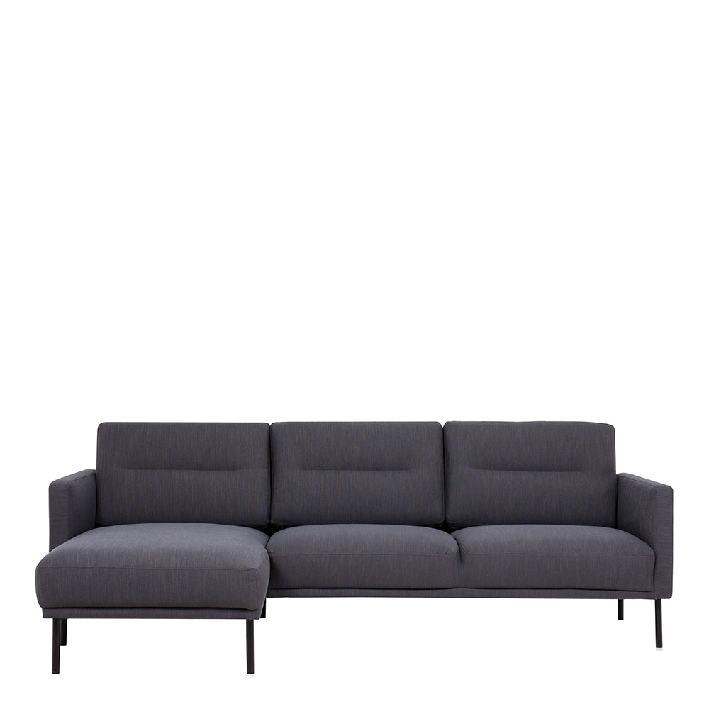 Larvik Chaiselongue Sofa (LH) - Anthracite, Black Legs