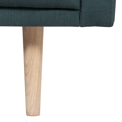 Larvik Chaiselongue Sofa  (LH) - Dark Green, Oak Legs