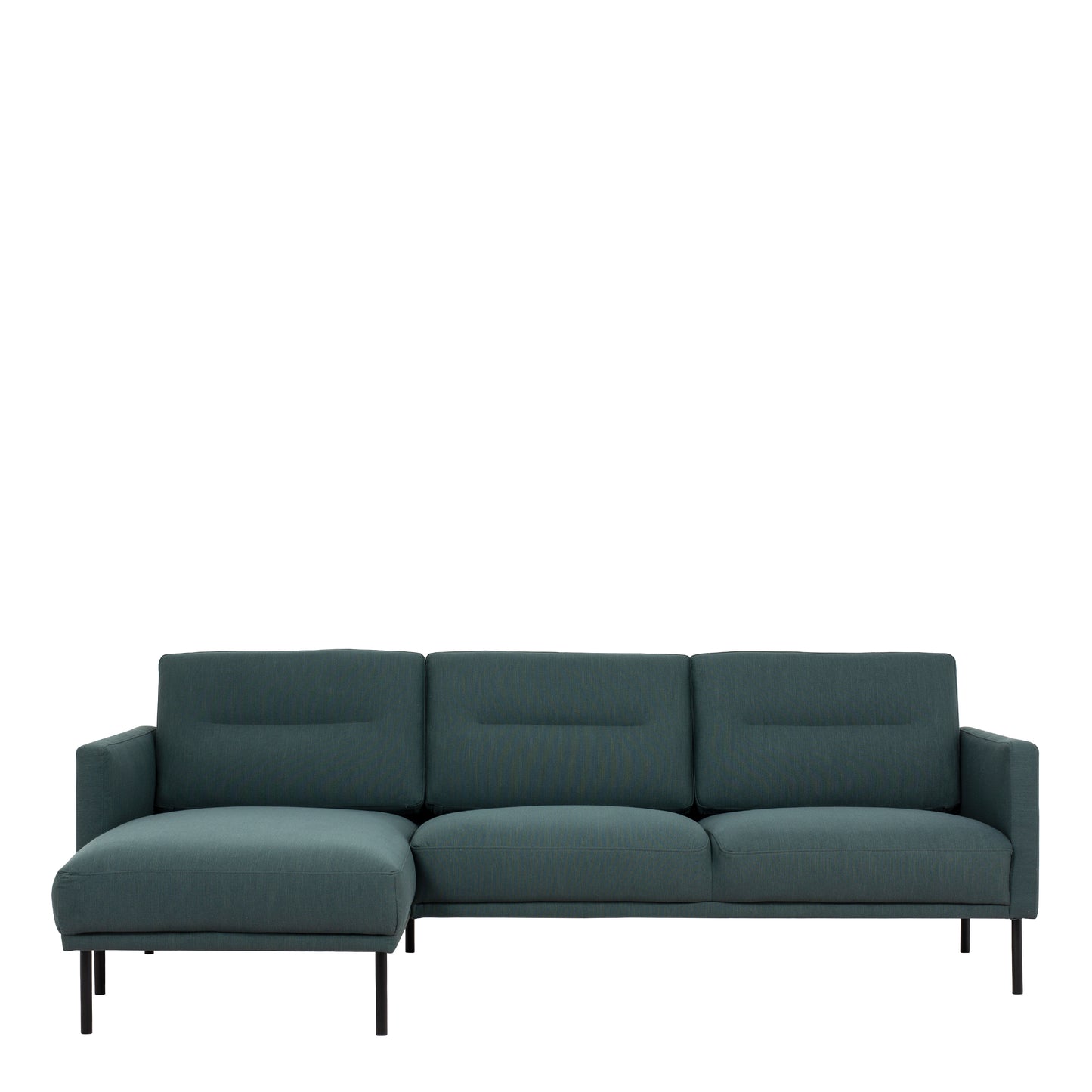 Larvik Chaiselongue Sofa (LH) - Dark Green, Black Legs