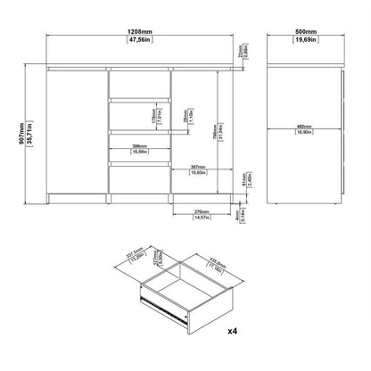 Naia Sideboard 4 Drawers 2 Doors in Black Matt