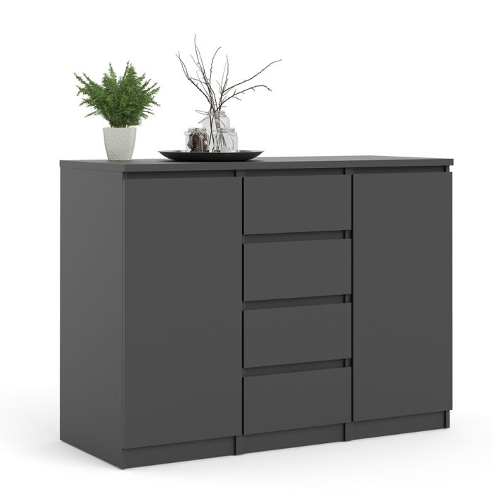 Naia Sideboard 4 Drawers 2 Doors in Black Matt