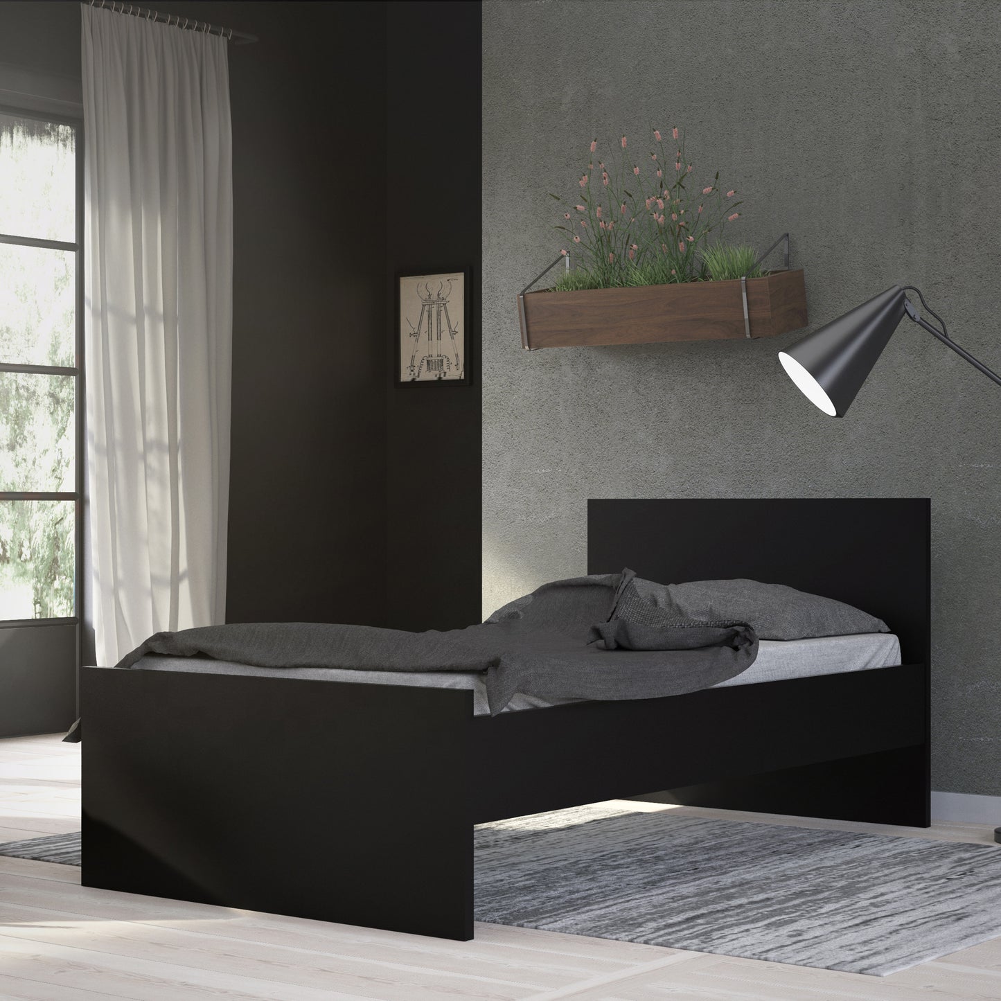 Naia Single Bed 3ft (90 x 190) in Black Matt