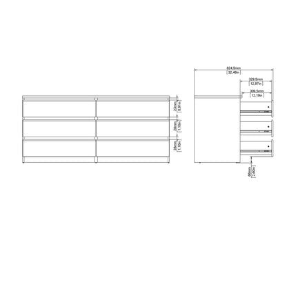 Naia Wide Chest of 6 Drawers (3+3) in White