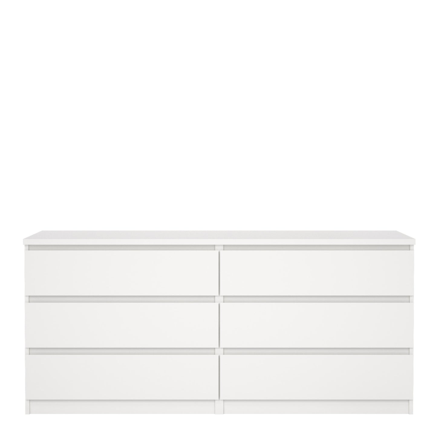 Naia Wide Chest of 6 Drawers (3+3) in White