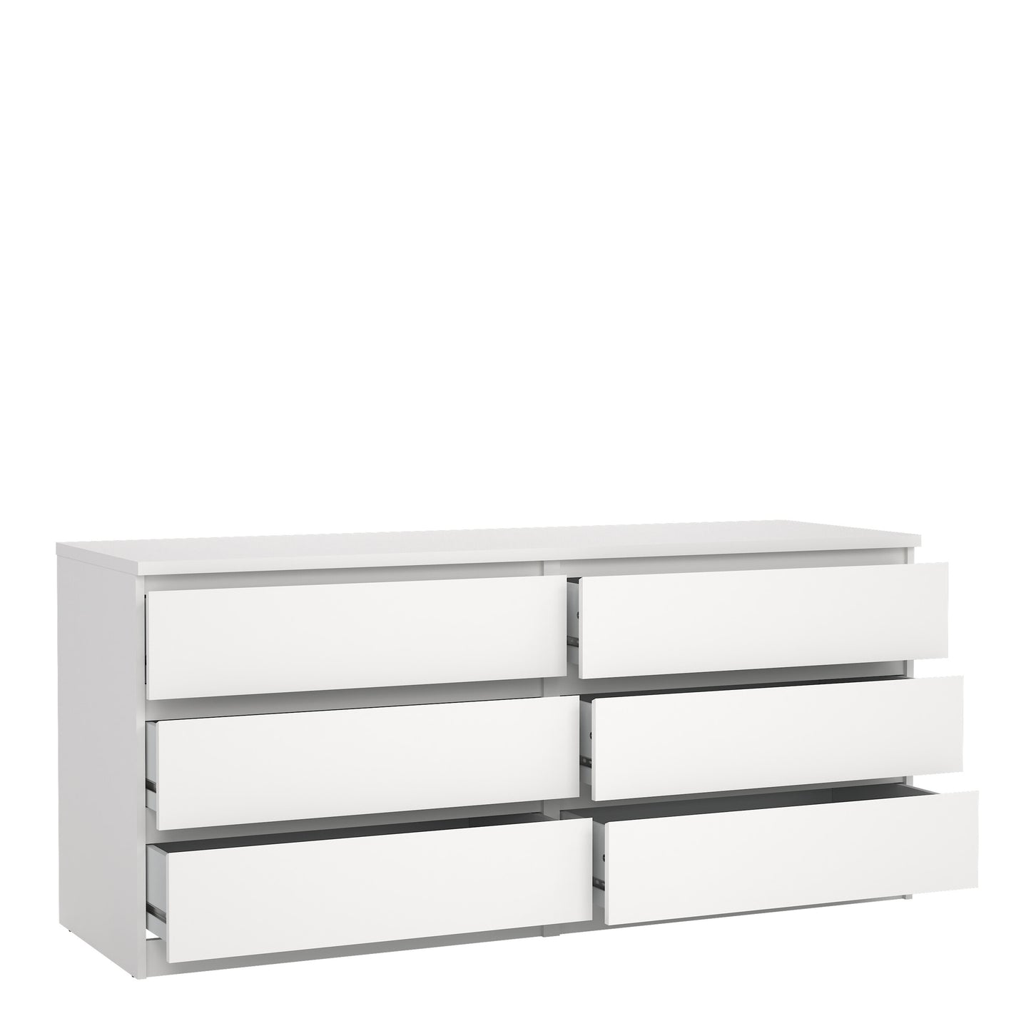 Naia Wide Chest of 6 Drawers (3+3) in White