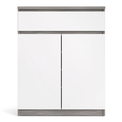 Naia Sideboard 1 Drawer 2 Doors in Concrete and White High Gloss