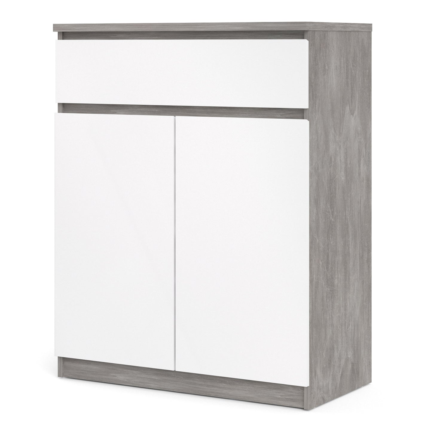 Naia Sideboard 1 Drawer 2 Doors in Concrete and White High Gloss