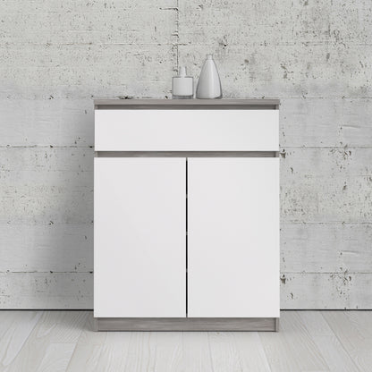 Naia Sideboard 1 Drawer 2 Doors in Concrete and White High Gloss