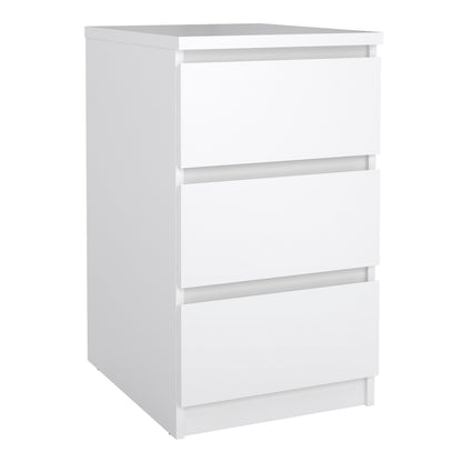 Naia Bedside 3 Drawers in White High Gloss