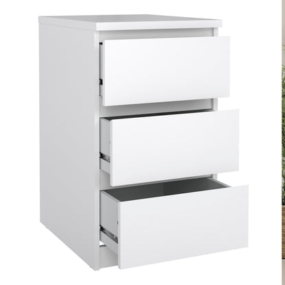 Naia Bedside 3 Drawers in White High Gloss