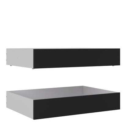 Naia Set of 2 Underbed Drawers (for Single or Double Beds) in Black Matt