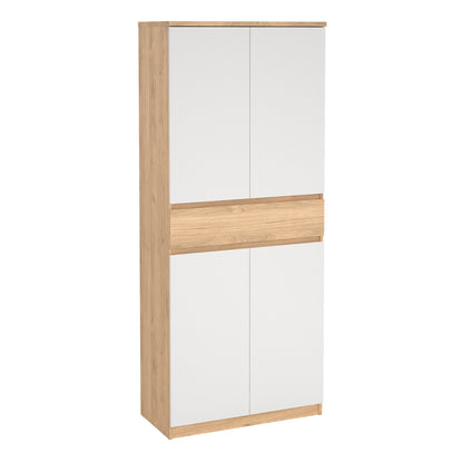 Naia Shoe Cabinet with 4 Doors 1 Drawer in Jackson Hickory Oak and White