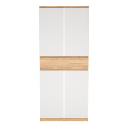 Naia Shoe Cabinet with 4 Doors 1 Drawer in Jackson Hickory Oak and White