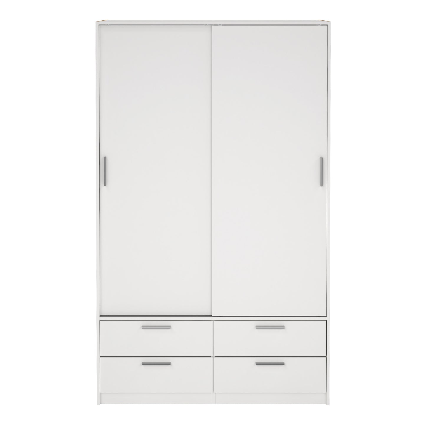 Line Wardrobe with 2 Sliding Doors and 4 Drawers, White