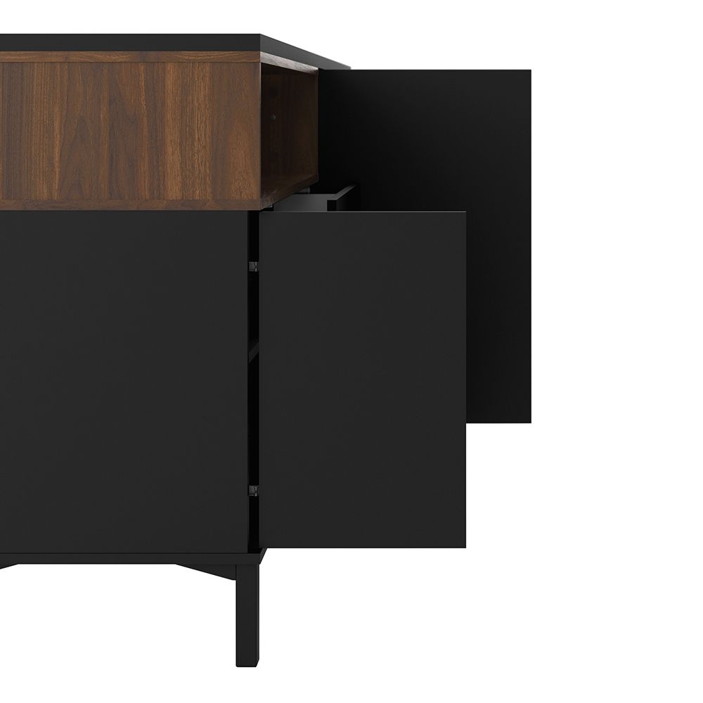 Roomers Sideboard 3 Drawers 3 Doors in Black and Walnut